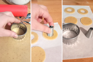 Utilisation des emporte-pièce pour détailler les biscuits sablés en ronds